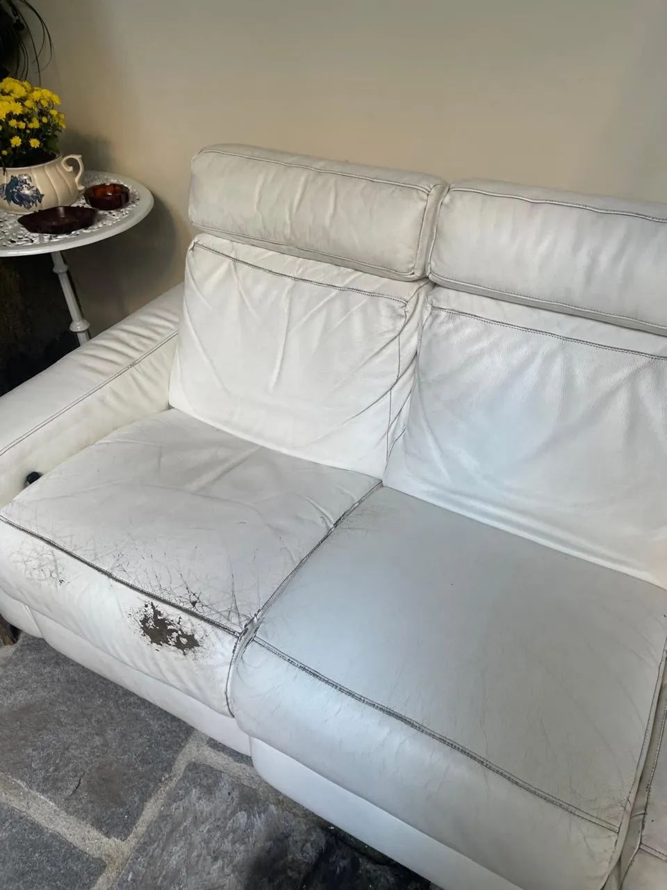 Sofá de Couro Branco 3 Lugares com Encosto Reclinável - Super Confortável - Foto 4
