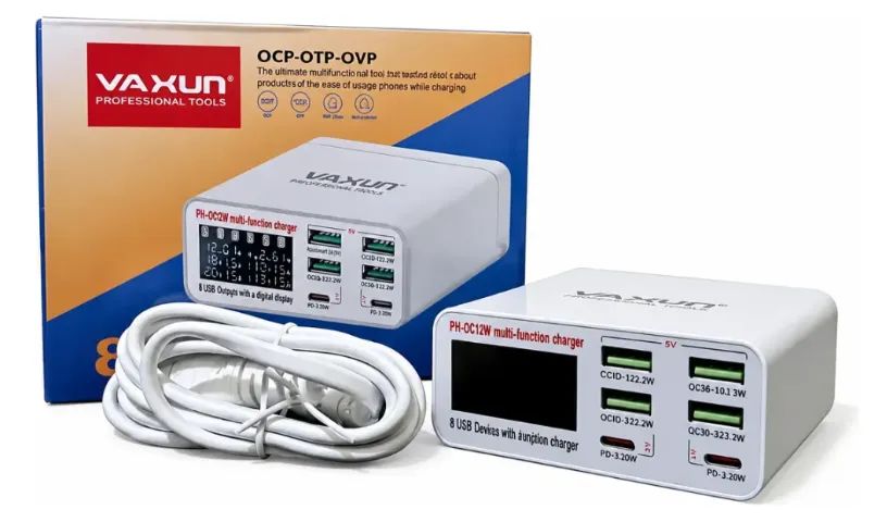 Fonte Carregadora Usb E Usbc Medidor De Voltagem Yaxun 896c - Foto 2