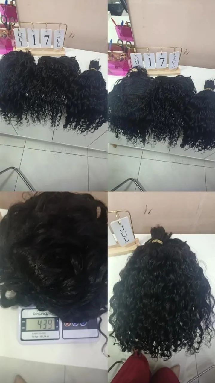 Cabelo humano 55 cm cacho caipira - Foto 2