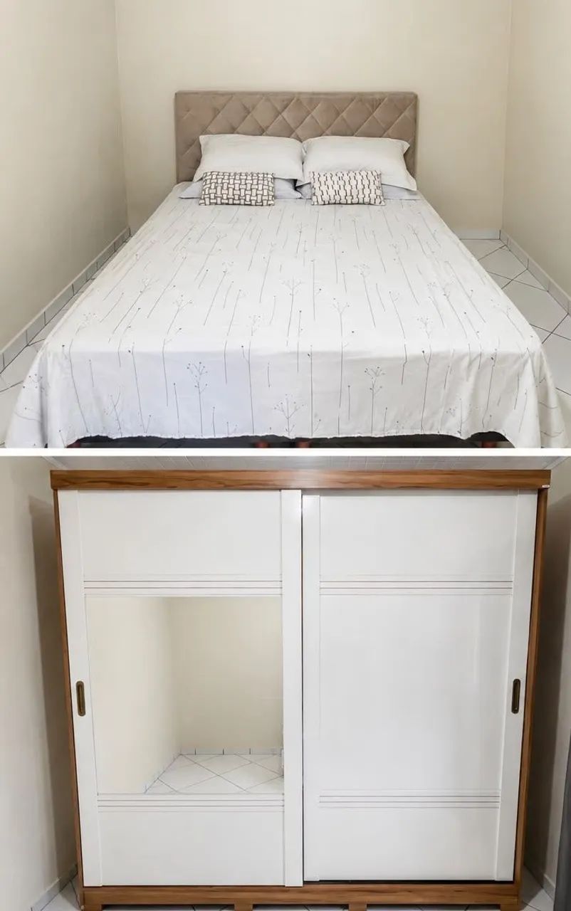 Guarda roupa porta de correr, Cama Queen com base bipartida e colchão molas ensacadas  - Foto 4