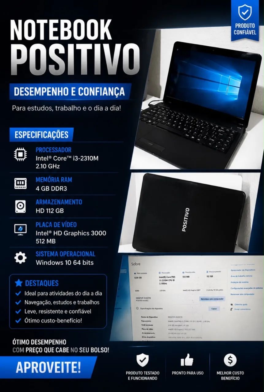 ? NOTEBOOK POSITIVO - PRONTO PARA USAR