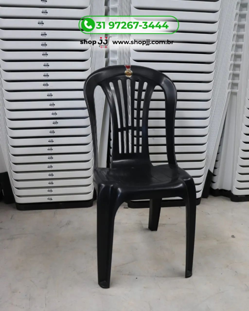 Promoção Cadeira de plástico preta 182kg