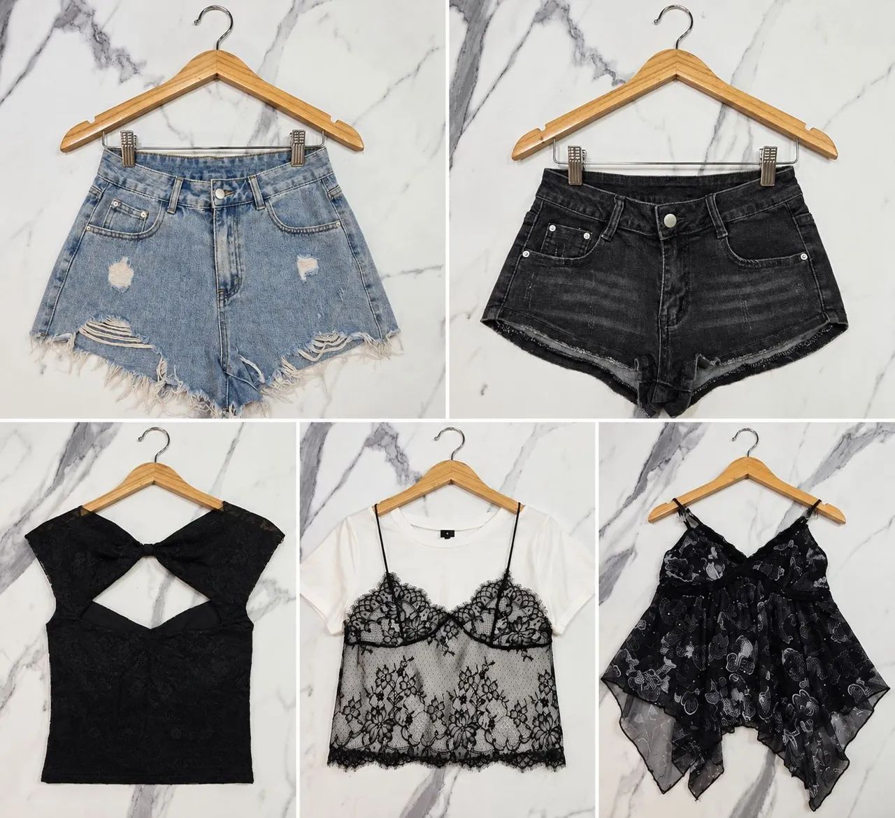 Combo 2 Shorts + 3 blusinhas | Moda alternativa