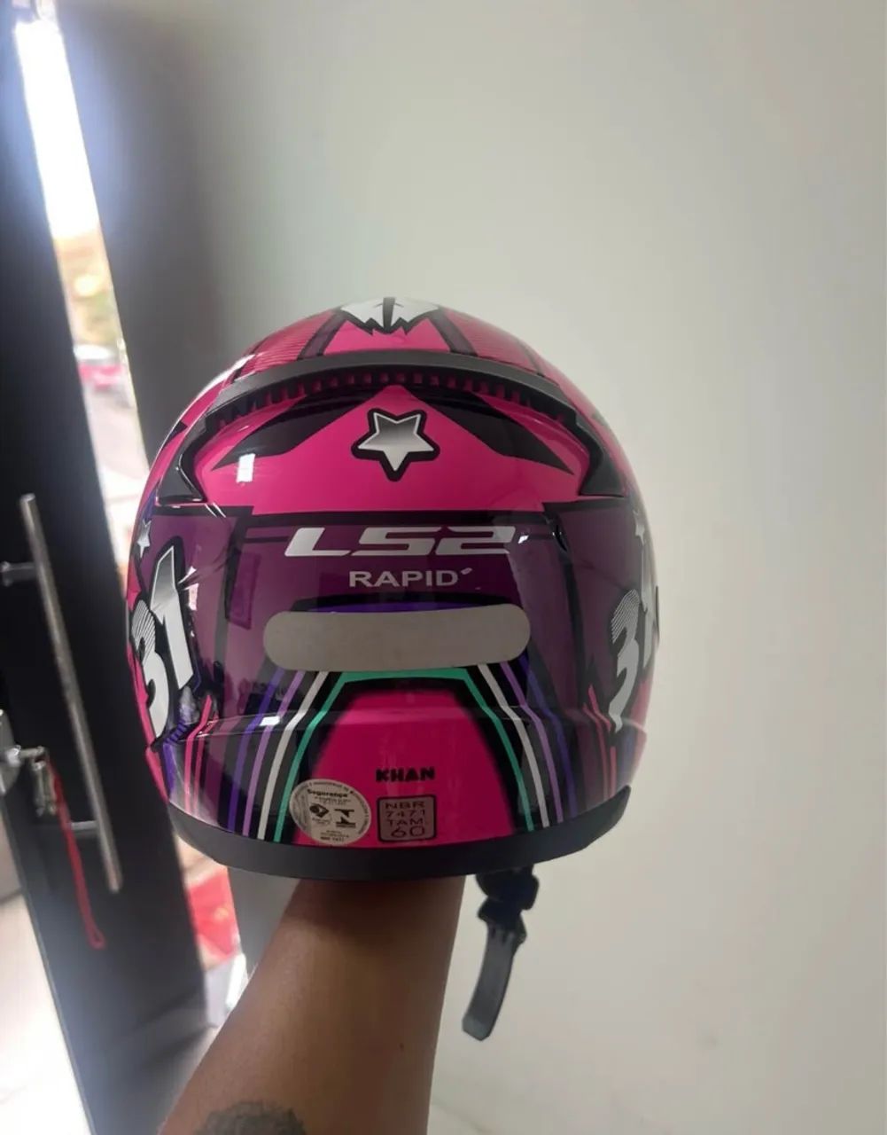 Ls2 Ff353 Khan Rosa Roxo Branco  - Foto 3