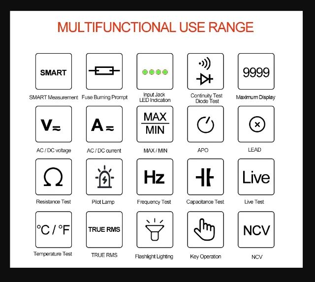 Multímetro Digital smart auto Range1000V 10A Tester, Medidor, Ohm, Hz - Foto 5