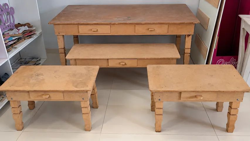 Conjunto de Mesas Rústicas em MDF - 4 peças
