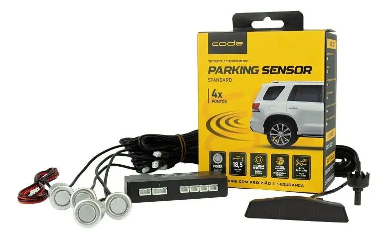Sensor Estacionamento 4 Pontos Prata Com Display Code - Foto 4