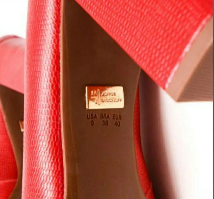 SCARPIN VERMELHO, EM COURO LEGÍTIMO, MARCA JORGE BISCHOFF. NOVO! - Foto 5