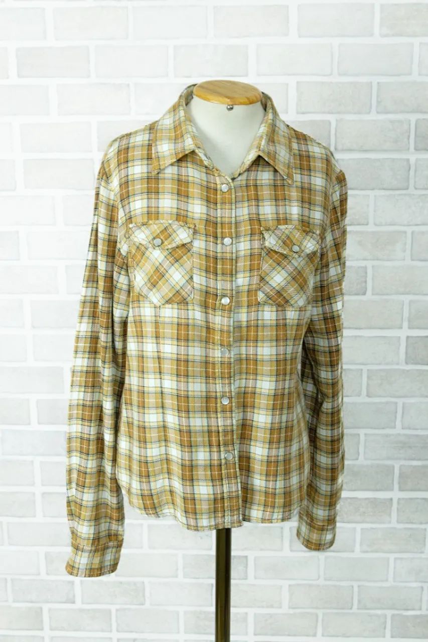 Camisa xadrez feminina mostarda - usado - Foto 2