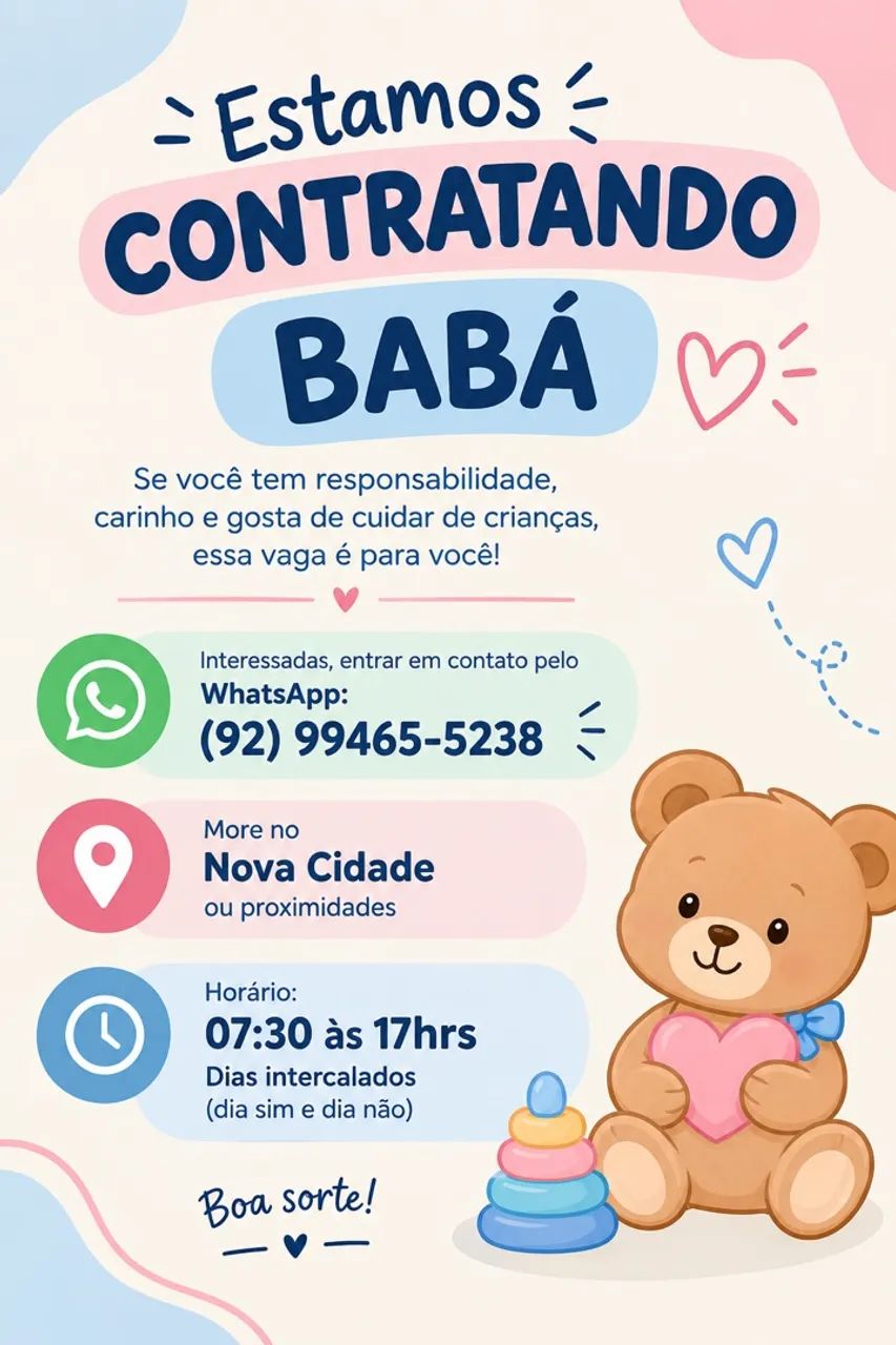 ESTAMOS CONTRATANDO - BABÁ 