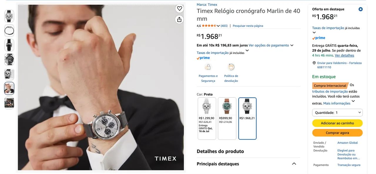 Relógio Timex Cronógrafo Marlin 40 mm - Foto 3