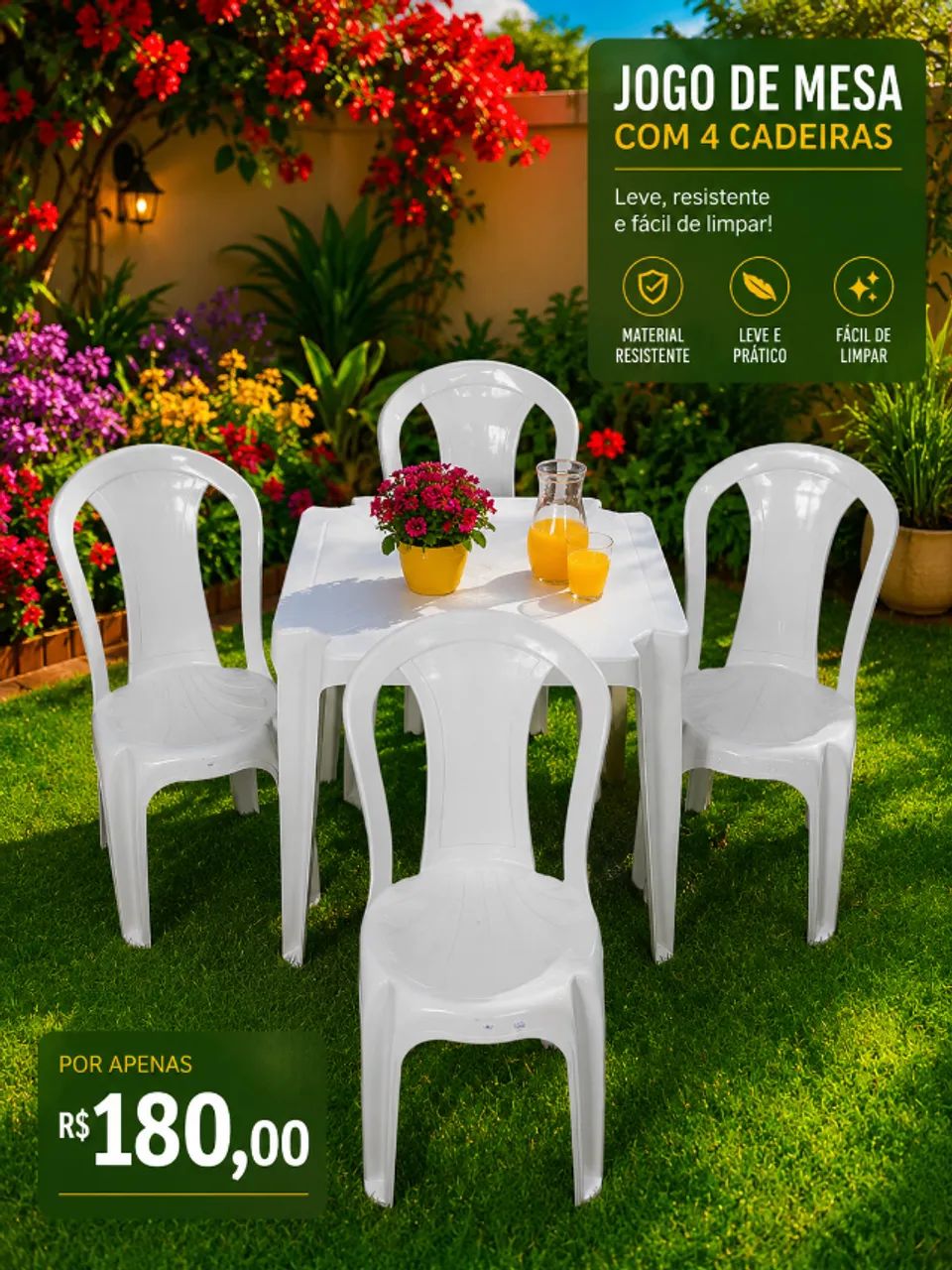 Jogo de Mesa com cadeiras de plastico