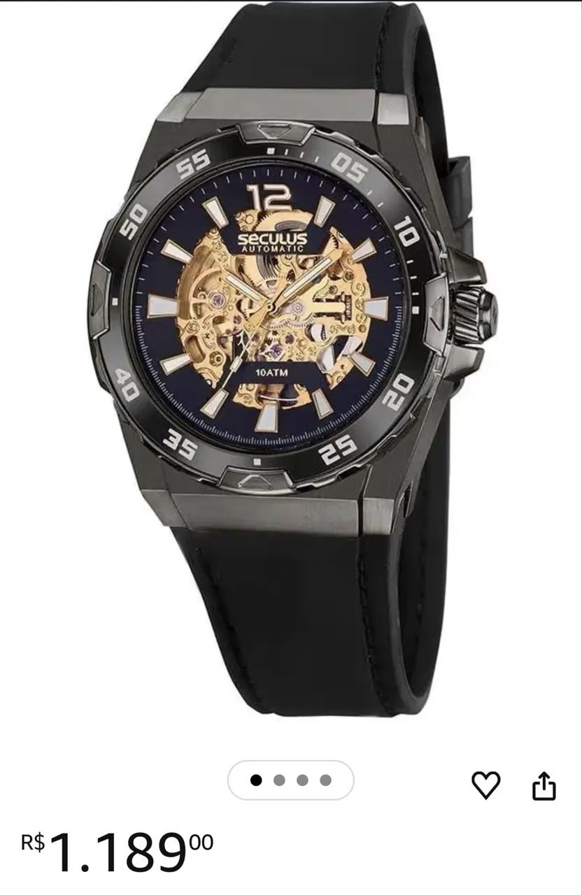 Séculos Automático Esqueleto Black - Foto 4