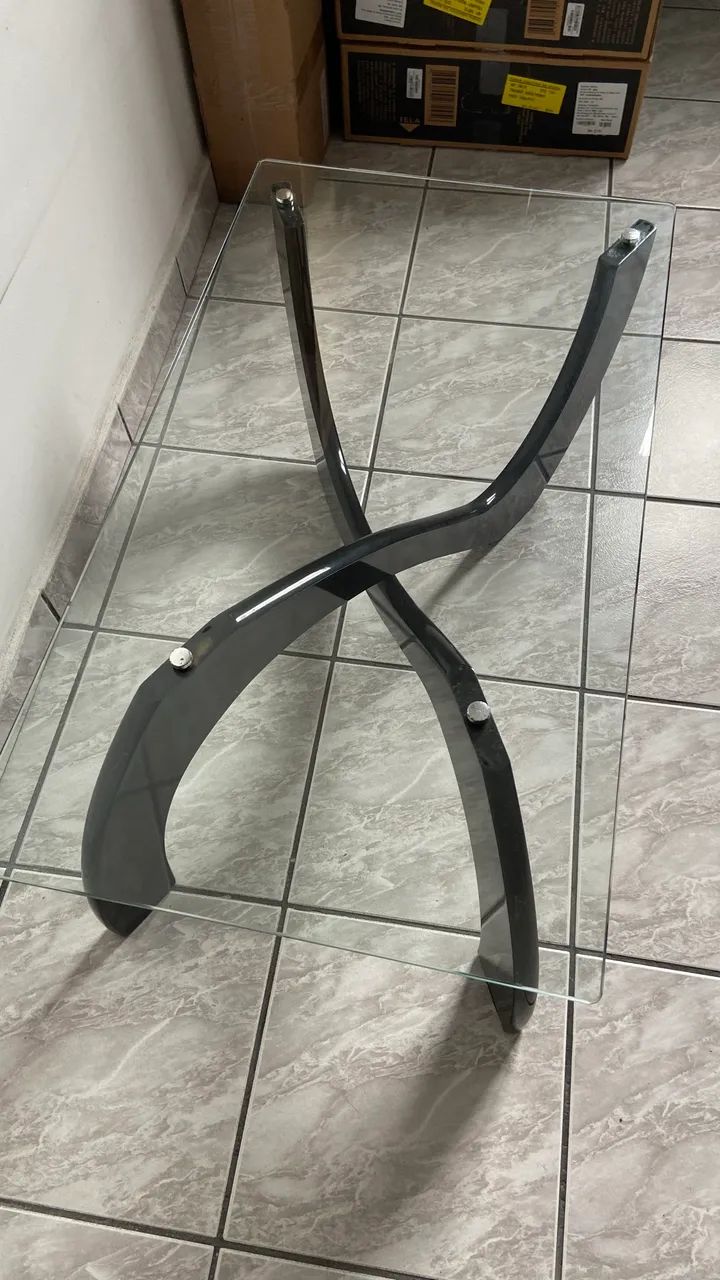 Mesa de Centro Imaza Slim com Tampo de Vidro - Preto - Foto 3