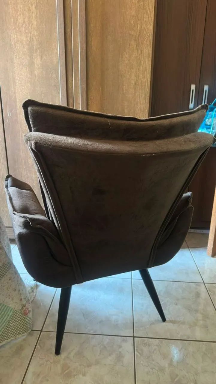 Poltrona Decorativa Opala em Suede Marrom - Foto 4