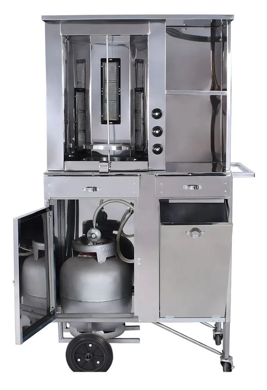 Carrinho inox de churrasco grego 