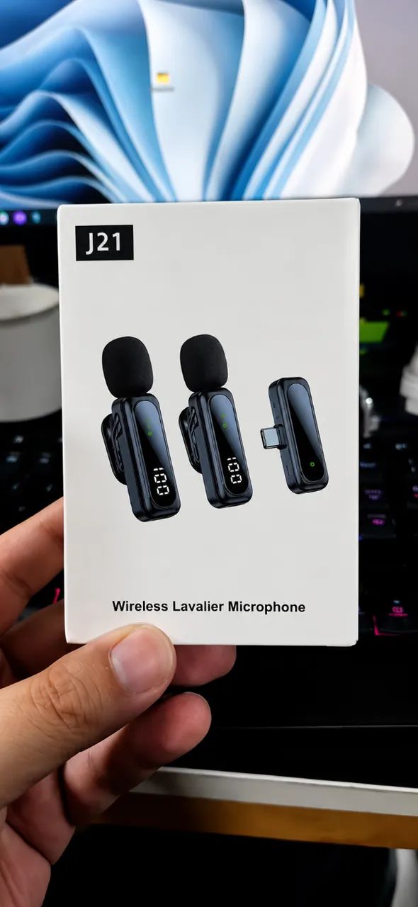 Microfone de Lapela Sem Fio - Kit Duplo - Para Celulares - Novo