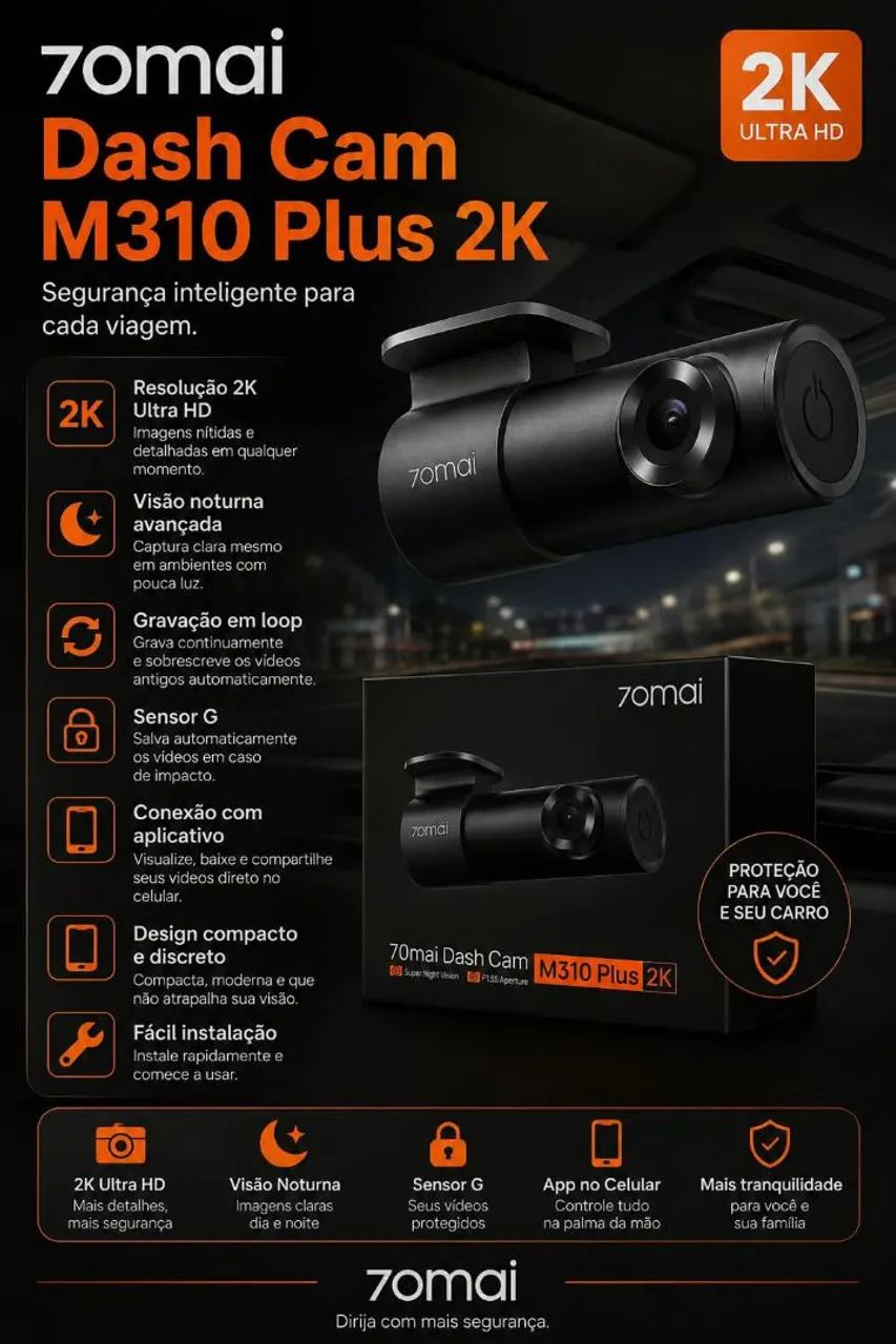 Câmera Veicular 70mai Dash Cam M310 Plus 2K  - Foto 2