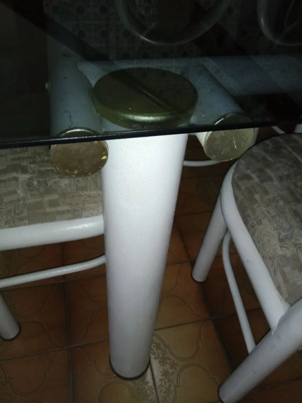 Jogo Mesa e 6 cadeiras de aço tampo de vidro - Foto 5