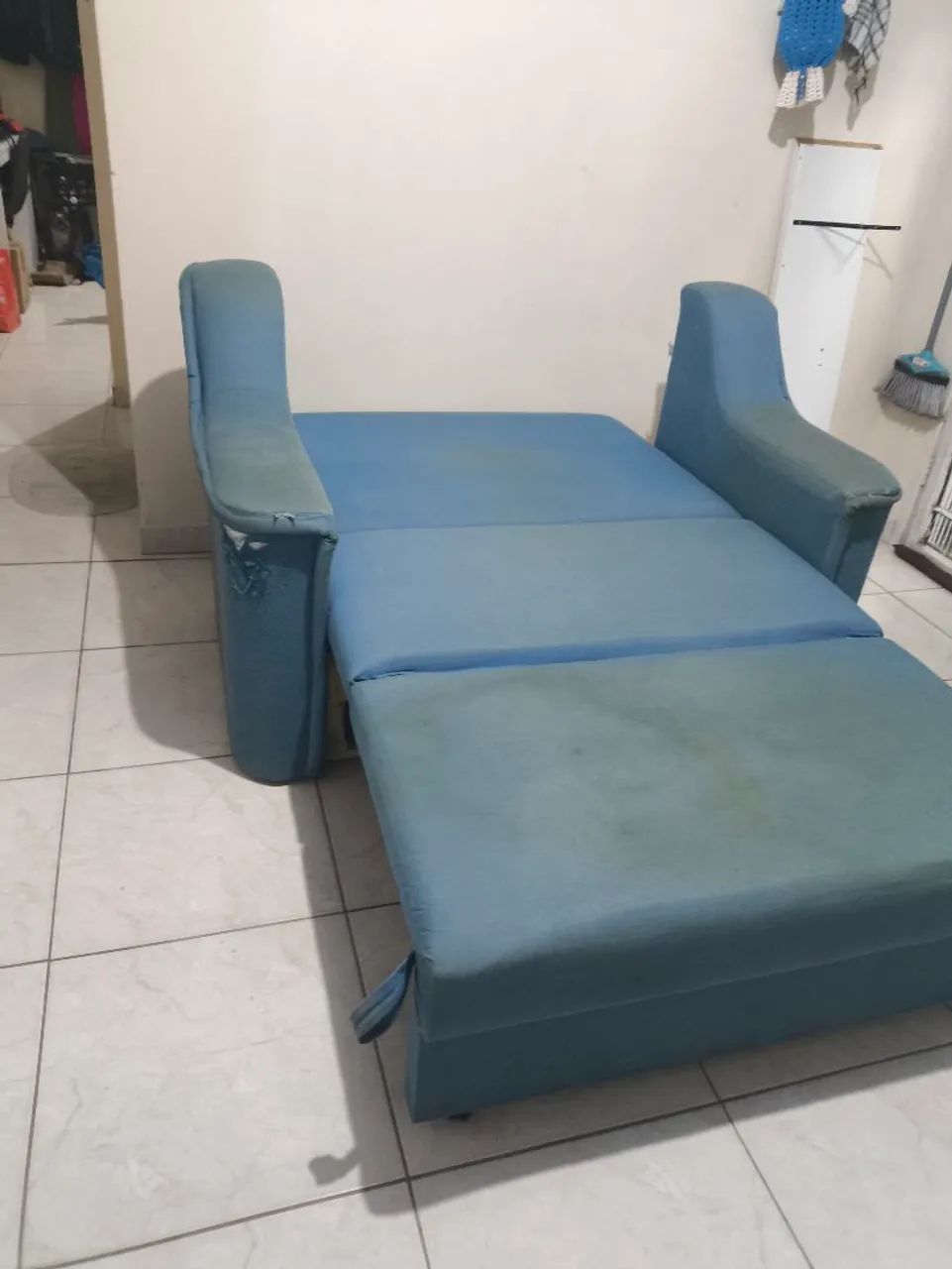 Sofá-Cama Vintage Retrátil Azul - 2 Lugares - Foto 5