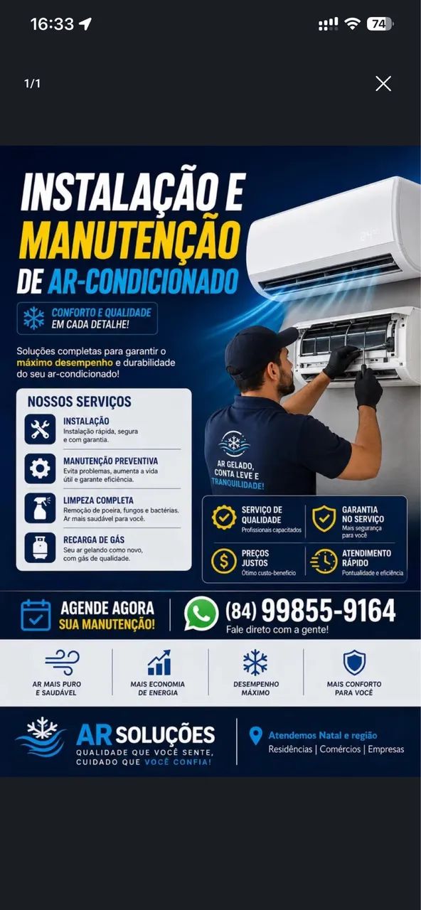 Instalação e manutenção de ar-condicionado 