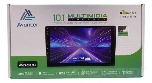 Central Multimídia Android 10.1" Avancer AVD-S10+ | Pouco Uso, Caixa e Cabos