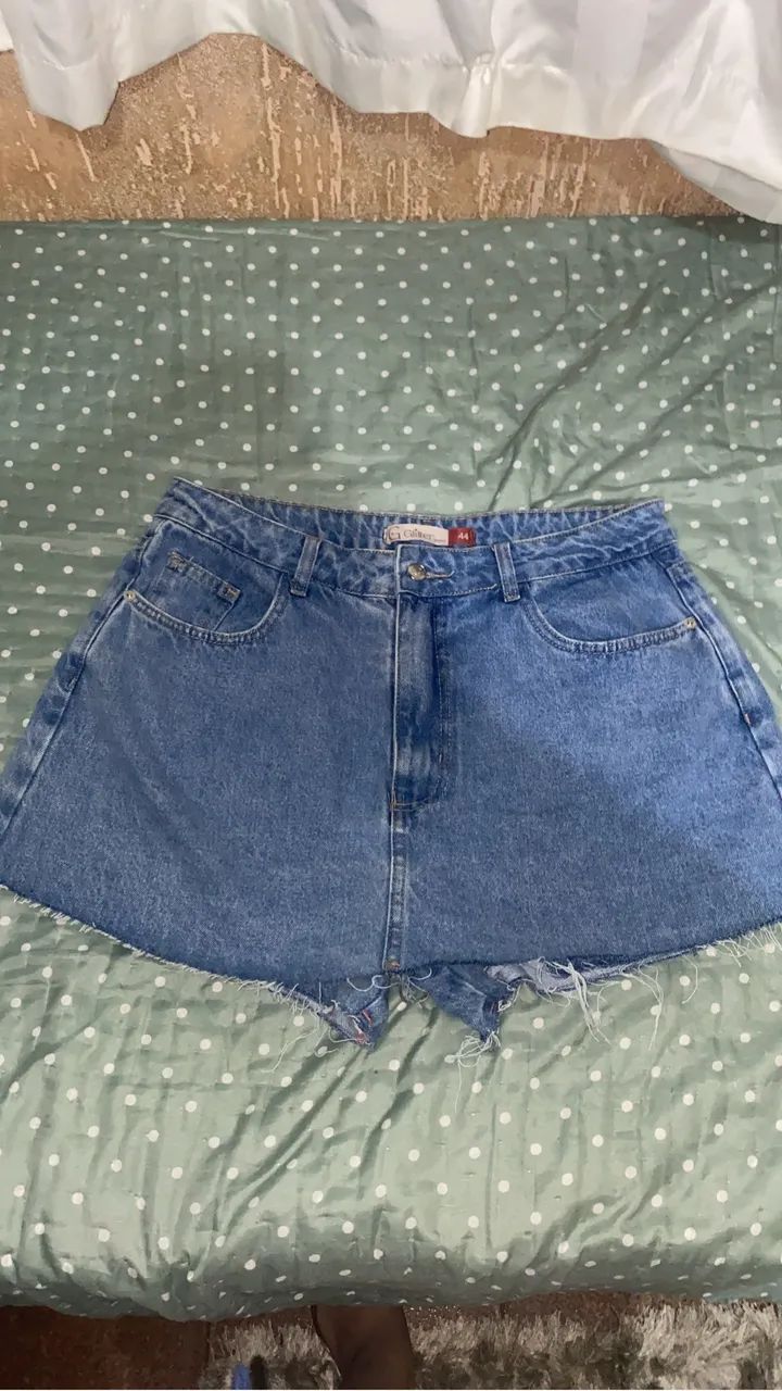 Short saia jeans Glitter