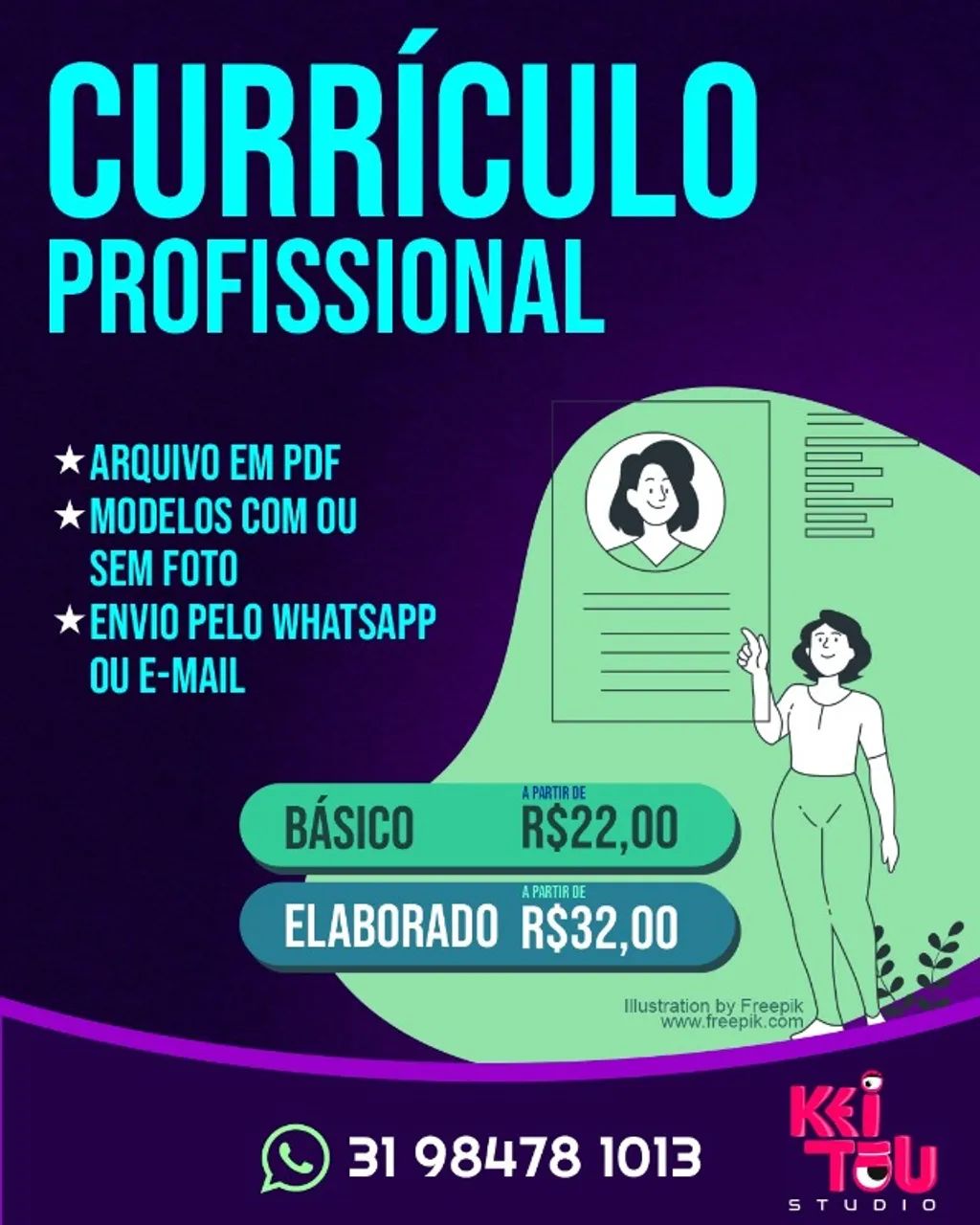 Montagem de Currículo Layout Profissional