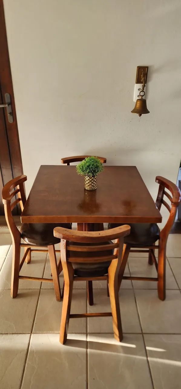 Conjunto de mesa com banquetas, madeira maciça  - Foto 2