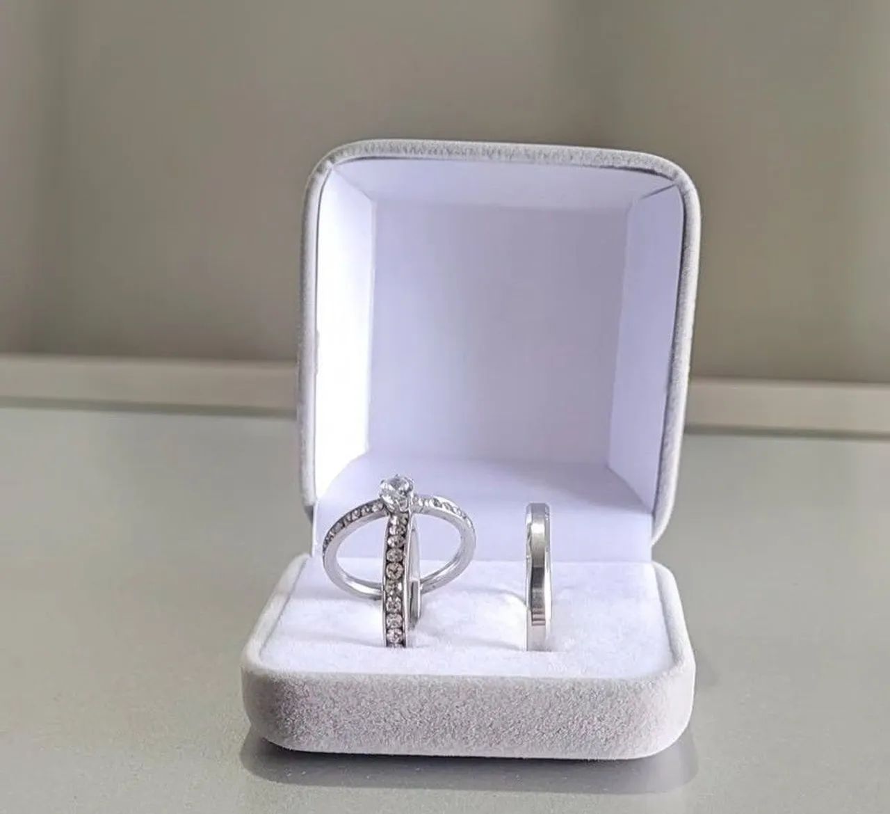 Kit trio de alianças noivado e casamento  - Foto 5
