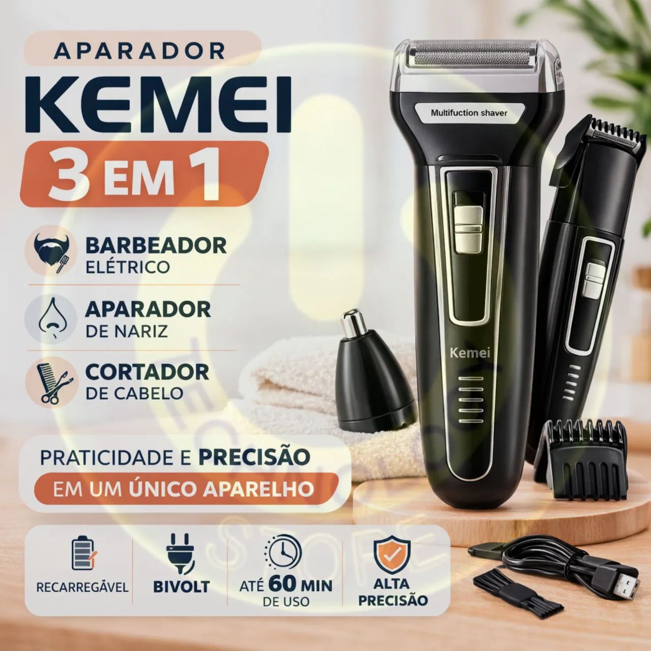 Barbeador Shaver 3 em 1 Masculino Multifuncional A PRONTA ENTREGA 
