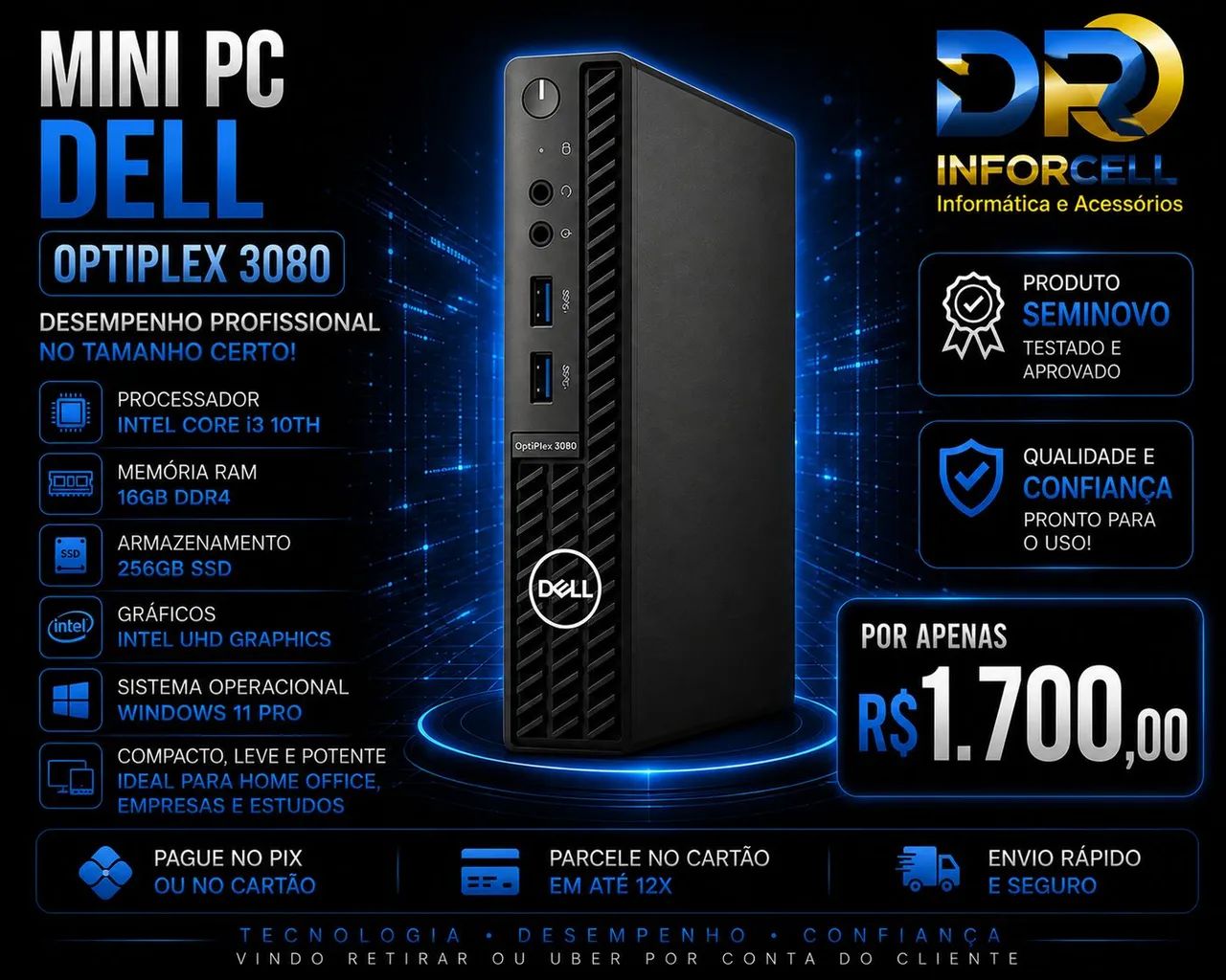 MINI PC DELL OPTIPLEX 3080 - SEMINOVO 