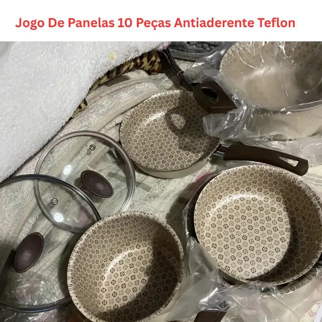 Jogo De Panelas 10 Peças Antiaderente Teflon - Linha Familiar Para Cozinha Completa, - Foto 2