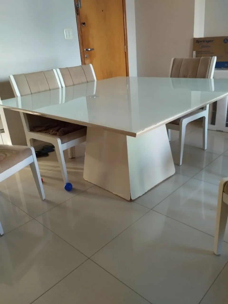 Mesa de jantar quadrada em laca branca - Foto 2