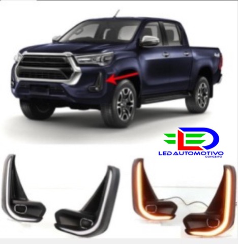 Moldura DRL Led com Função Seta para Neblina da Hilux