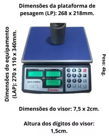 Balança digital Urano, POP S 31kg 110V220V