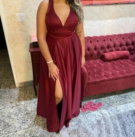 Vestido de madrinha marsala hot sale usado