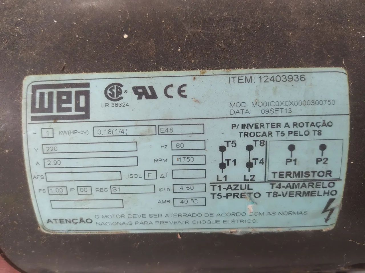 Motor Elétrico Weg 1/4cv 1750 RPM - Foto 2