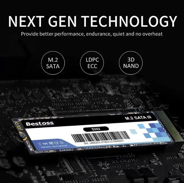 SSD M2 SATA Bestoss 512GB - Novo