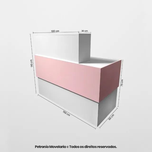 Balcão de recepção reto simples com frente rosa - Foto 4