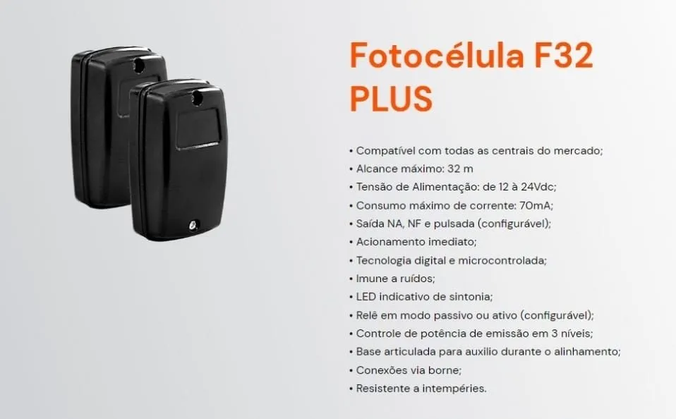 Fotocélula F32 PLUS - Segurança e Confiabilidade para seu Portão Automático
