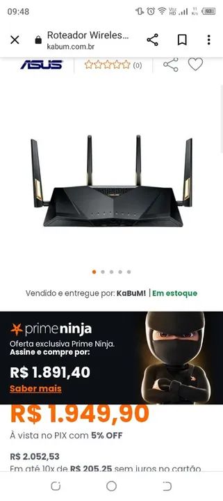 Roteador ASUS Wireless - Novo