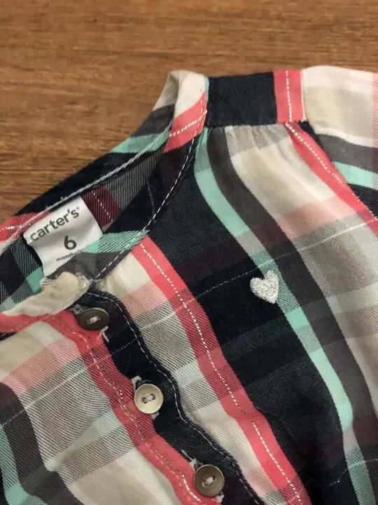 Camisa xadrez carters bebê menina 6 meses - Foto 2