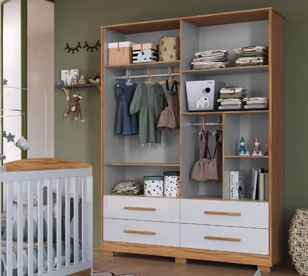 Roupeiro Charlo 4 Portas, 100% MDF - Peroba - Foto 3