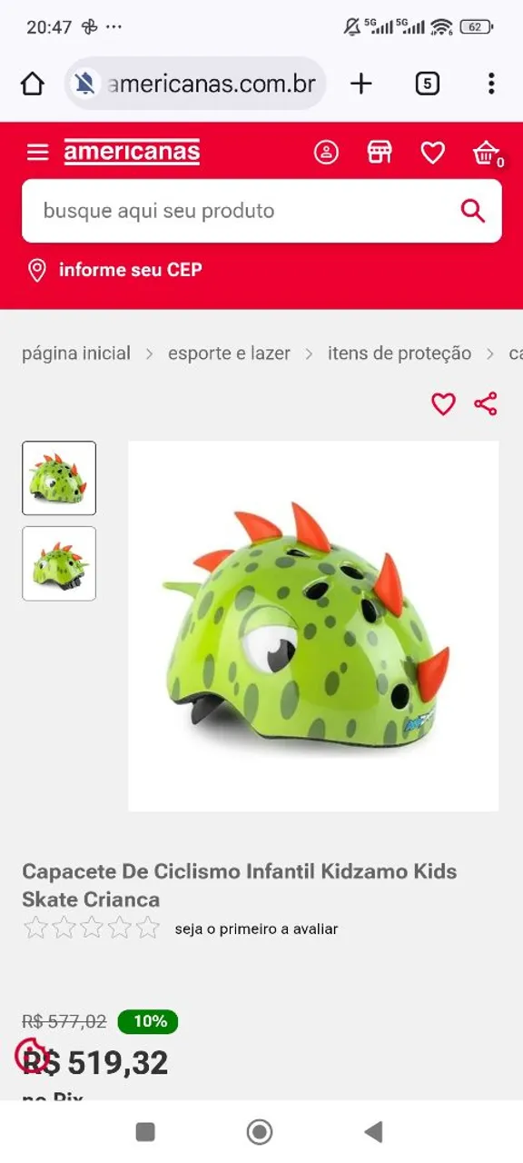 Capacete de Ciclismo Infantil Kidzamo Kids Skate Criança