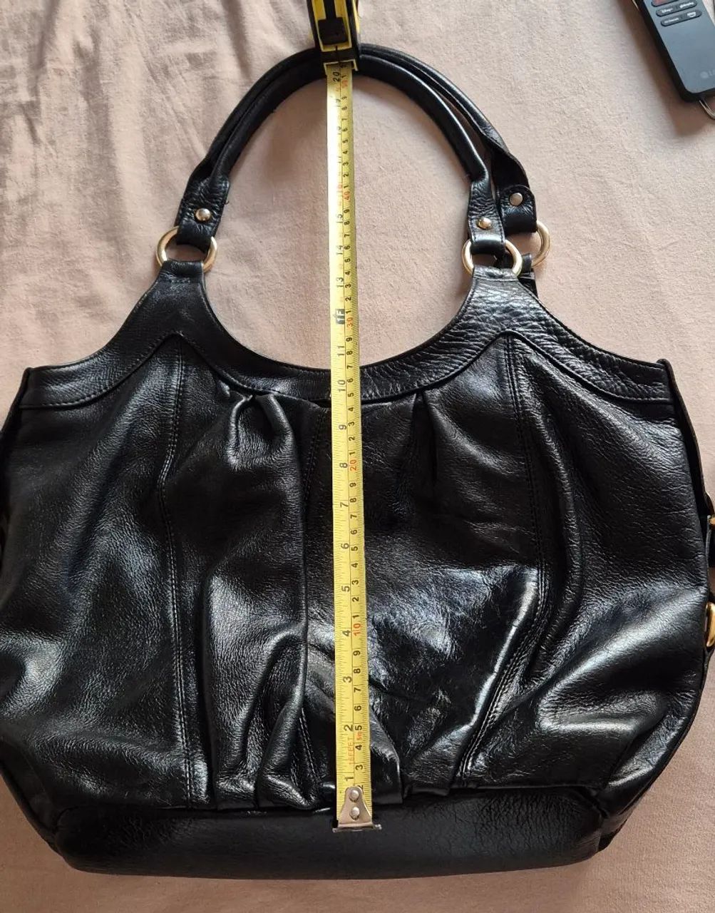 Bolsa grande de COURO - PRETA - Foto 3