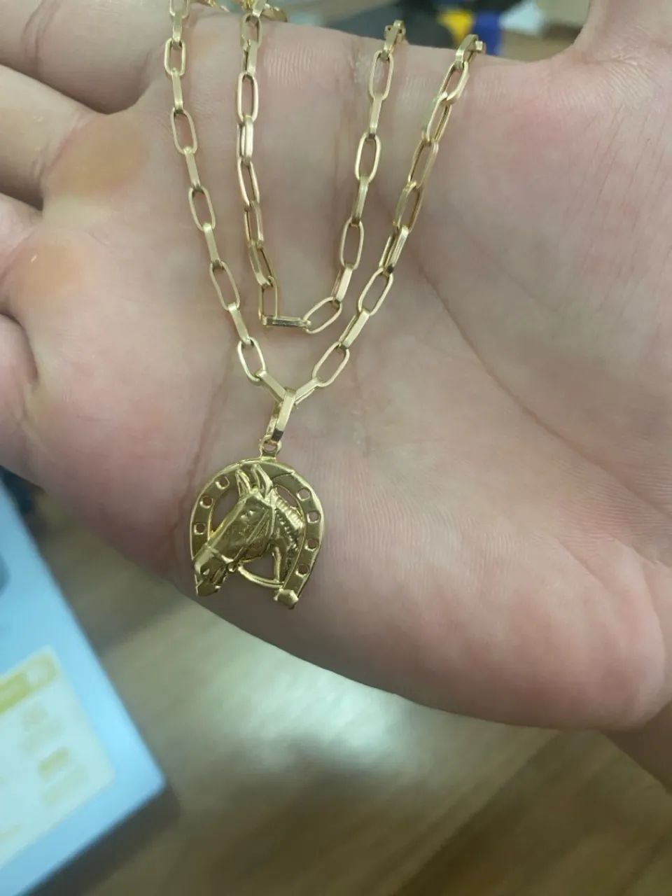 Corrente e pingente ferradura de ouro 18k - Foto 2