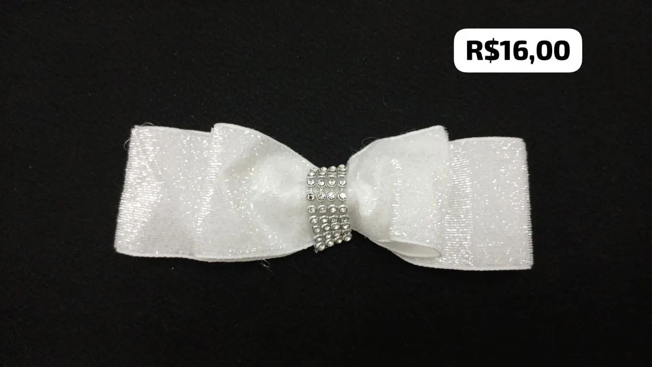 Laço de cabelo branco com pedrarias - Foto 2