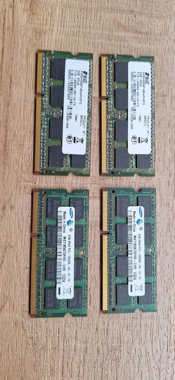 Memória RAM DDR3 e DDR3L 2GB - Samsung e Smart - Notebooks