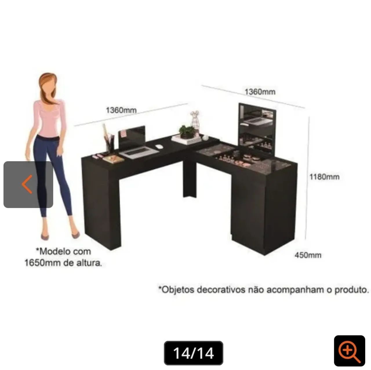 Escrivaninha penteadeira preta usada64311793202689121